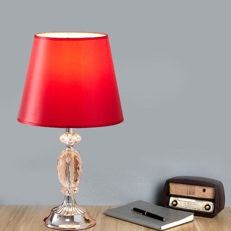 Vintage Kristalllampe mit Stoffschirm für elegante Beleuchtung