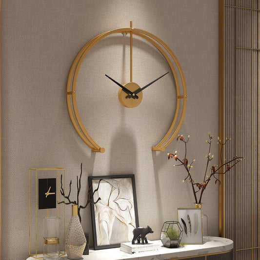 3D halbkreisförmige Metallrahmen Wanduhr in 50 cm