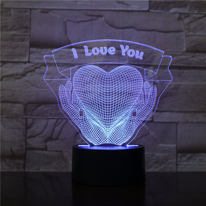 Hände Halten Herz 3D LED Liebes Nachttischlampe Geschenk