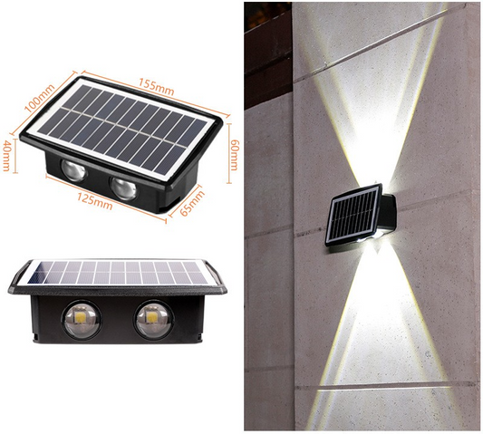 Solar LED Außenwandleuchte mit Up & Down Effekt – Moderne Wandbeleuchtung für Garten und Terrasse