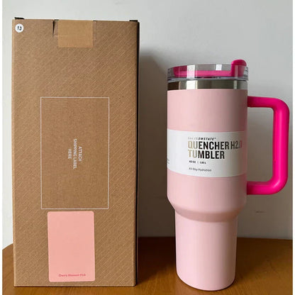 40 Oz Isolierter Edelstahl Reisebecher mit Henkel, Auslaufsicherem Deckel & Strohhalm