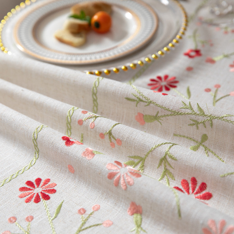 Exquisite Floral Embroidery Tischdecke