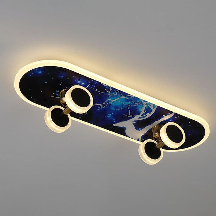 Garduru LED Deckenleuchte | Cartoon Skateboard Design | Kinderzimmer Beleuchtung | Dimmbar | Acryl