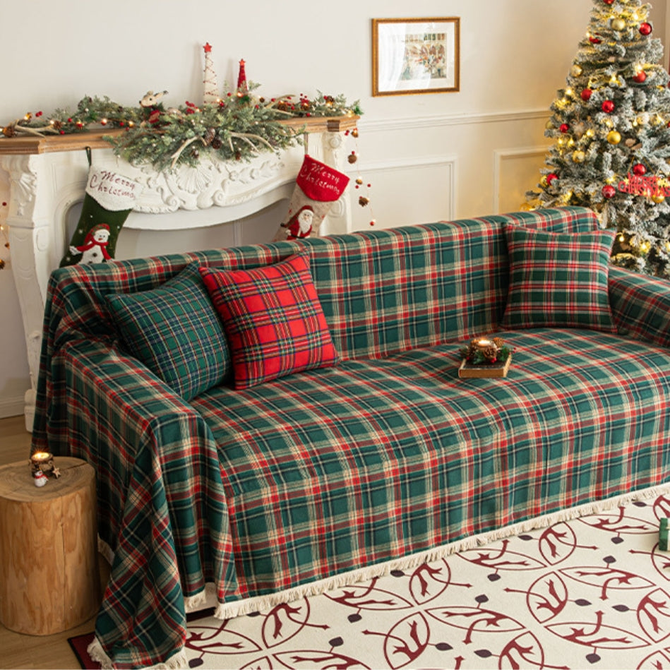 Weihnachtsfeier Traditionelle Schottische Karo-Quadrate Sofa/Couch Bezug