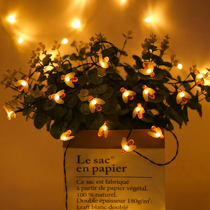 Solar Lichterkette Biene – LED Dekoleuchten für Garten & Terrasse, Außenbeleuchtung mit Bienendesign