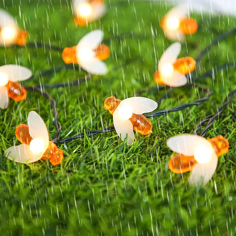 Solar Lichterkette Biene – LED Dekoleuchten für Garten & Terrasse, Außenbeleuchtung mit Bienendesign