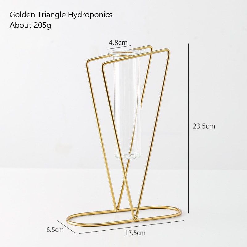 Skandinavischer Stil Schlichte Geometrische Metall Schmiedeeisen Transparentes Glas Hydroponische Vase