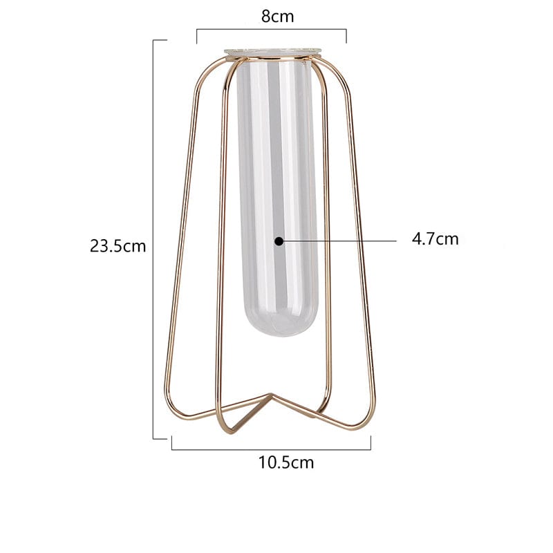 Skandinavischer Stil Schlichte Geometrische Metall Schmiedeeisen Transparentes Glas Hydroponische Vase