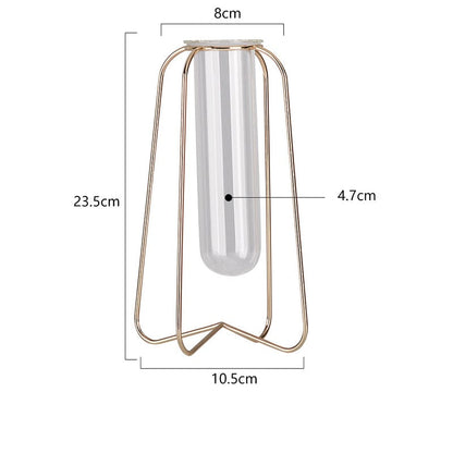 Skandinavischer Stil Schlichte Geometrische Metall Schmiedeeisen Transparentes Glas Hydroponische Vase