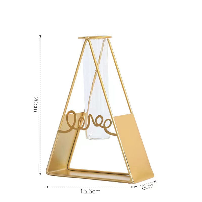 Skandinavischer Stil Schlichte Geometrische Metall Schmiedeeisen Transparentes Glas Hydroponische Vase