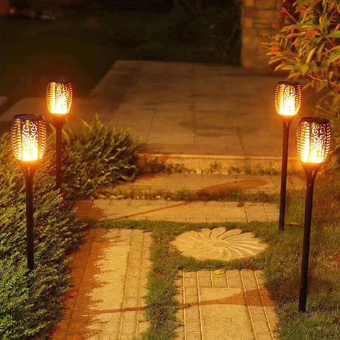 Garduru LED Gartenfackel | Solarbetriebene Flammenlampe für Außenbereich | Wetterfeste Dekoration für Garten & Terrasse