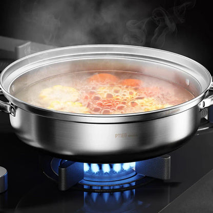 Premium 3-stufiger Edelstahl-Dampfgarer mit Glasdeckel und langlebigen Griffen – Ideal zum Dampfen und Kochen