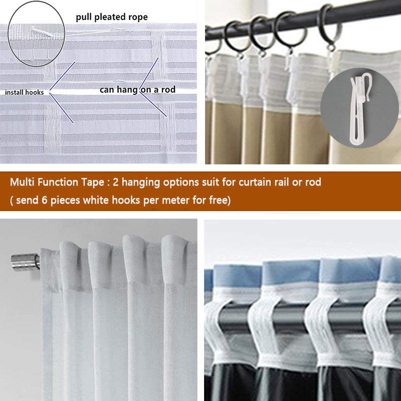 1 Stück Weiße Gestreifte Transparente Gardinen für Wohnzimmer - Weiches Voile, Dekorativ, Lichtdurchlässig