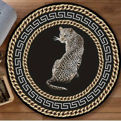 Runder Teppich im Leoparden-Design