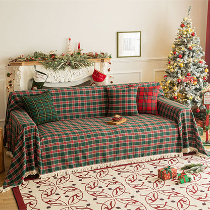 Weihnachtsfeier Traditionelle Schottische Karo-Quadrate Sofa/Couch Bezug