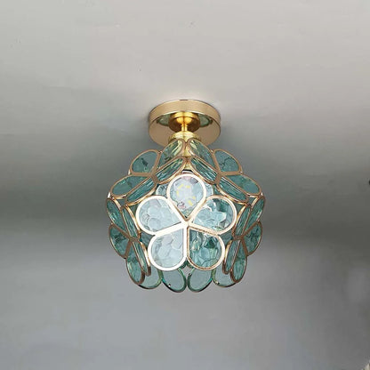 Glas-Deckenleuchte im Blumenstil - Elegante Lampe für den Eingangsbereich