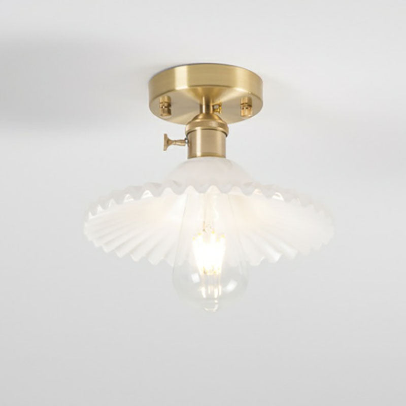 Garduru Japanische Vintage Deckenleuchte | Glas & Messing | Lotus Design | Semi-Flush-Mount