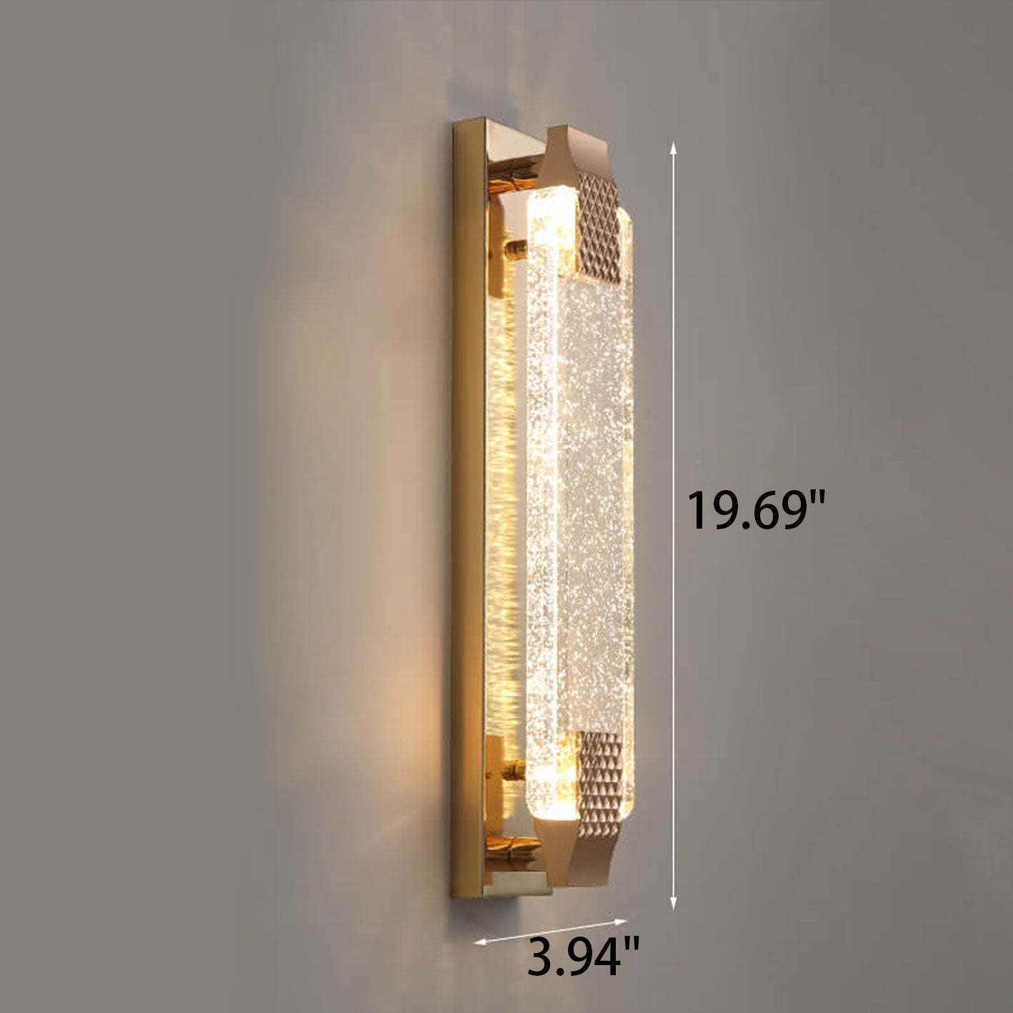 Garduru Luxuriöse LED Wandlampe | Rechteckig | Kristallblase Design | Elegantes Licht für Zuhause | Deko | Moderne Wandleuchte