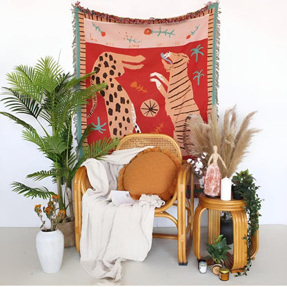 Leopard gewebte Quasten-Decke