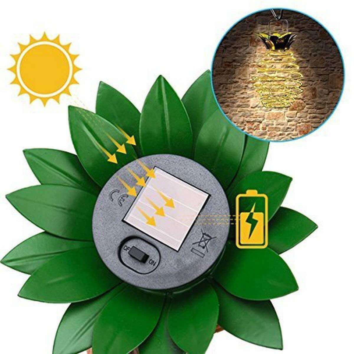 Garduru Ananas-Laterne | LED Solar Gartenlampe | Kupferdraht | Outdoor Wasserdicht | Hängende Deko-Leuchten