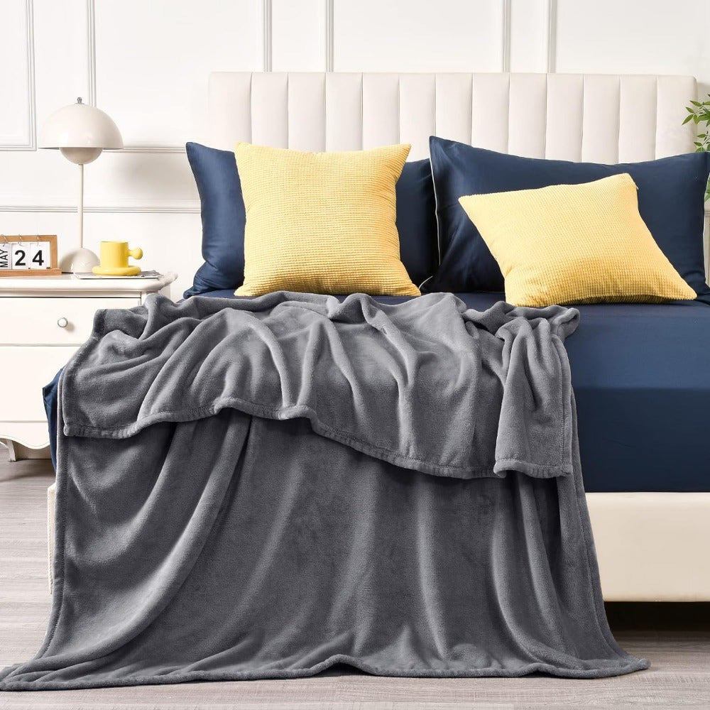 Ultra Weiches Polyester-Fleece-Decke - Wendbar, Fussel-frei, Ganzjahres-Luxus für Bett, Bank oder Sofa - Glamourstil, Einfarbiges Gewebe