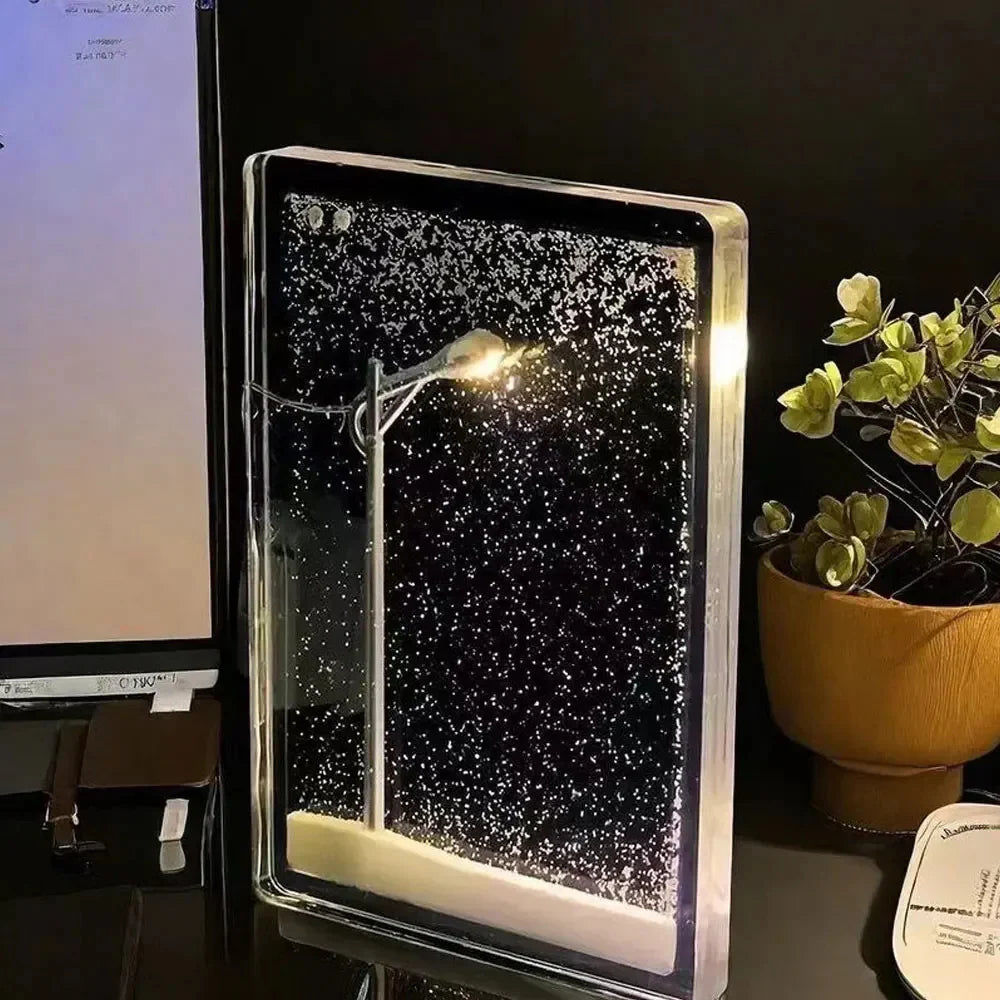 RoyaleGlow Schnee Nachtlampe – Gemütliches Winterwunderland Schreibtischlicht