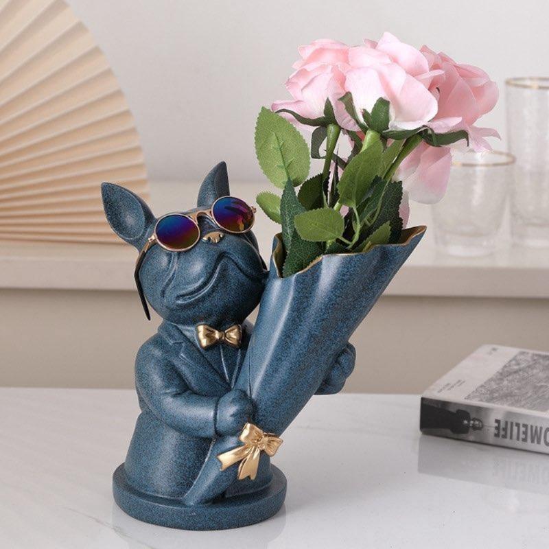 Garduru French Bulldog Blumenvase | Stilvolle Tier-Deko für Zuhause | Handgefertigt | Farbvielfalt