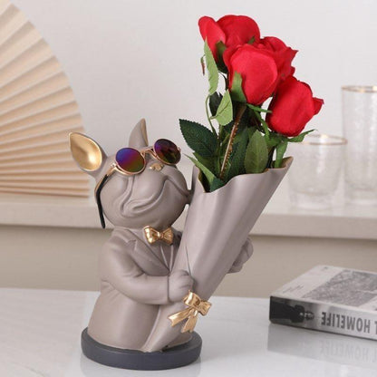 Garduru French Bulldog Blumenvase | Stilvolle Tier-Deko für Zuhause | Handgefertigt | Farbvielfalt