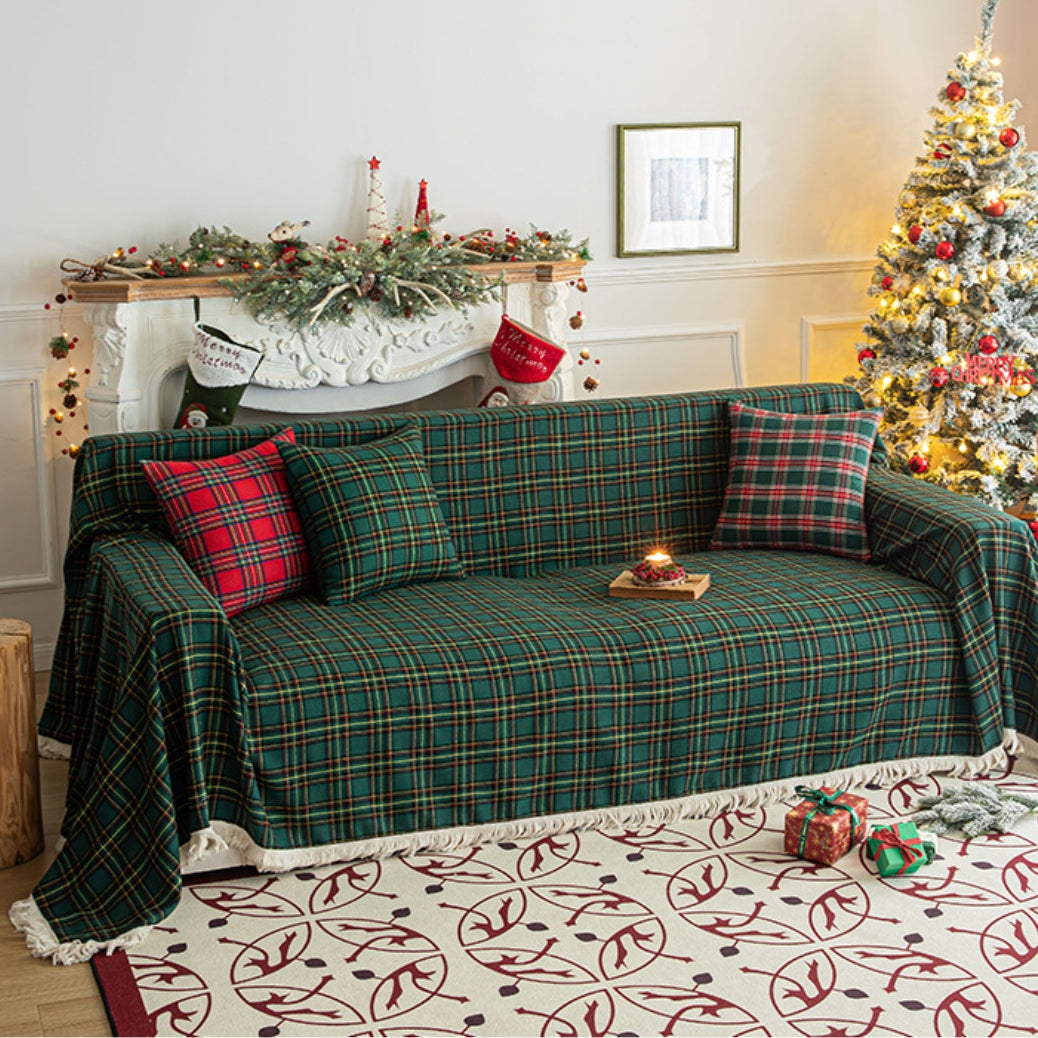 Weihnachtsfeier Traditionelle Schottische Karo-Quadrate Sofa/Couch Bezug