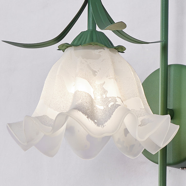 Garduru Wandlampe Nordic Vintage Design | Kürbisglas | Florales Muster | 1-Flammig | Wandleuchte