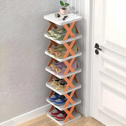 Platzsparender multifunktionaler faltbarer Schuhregal