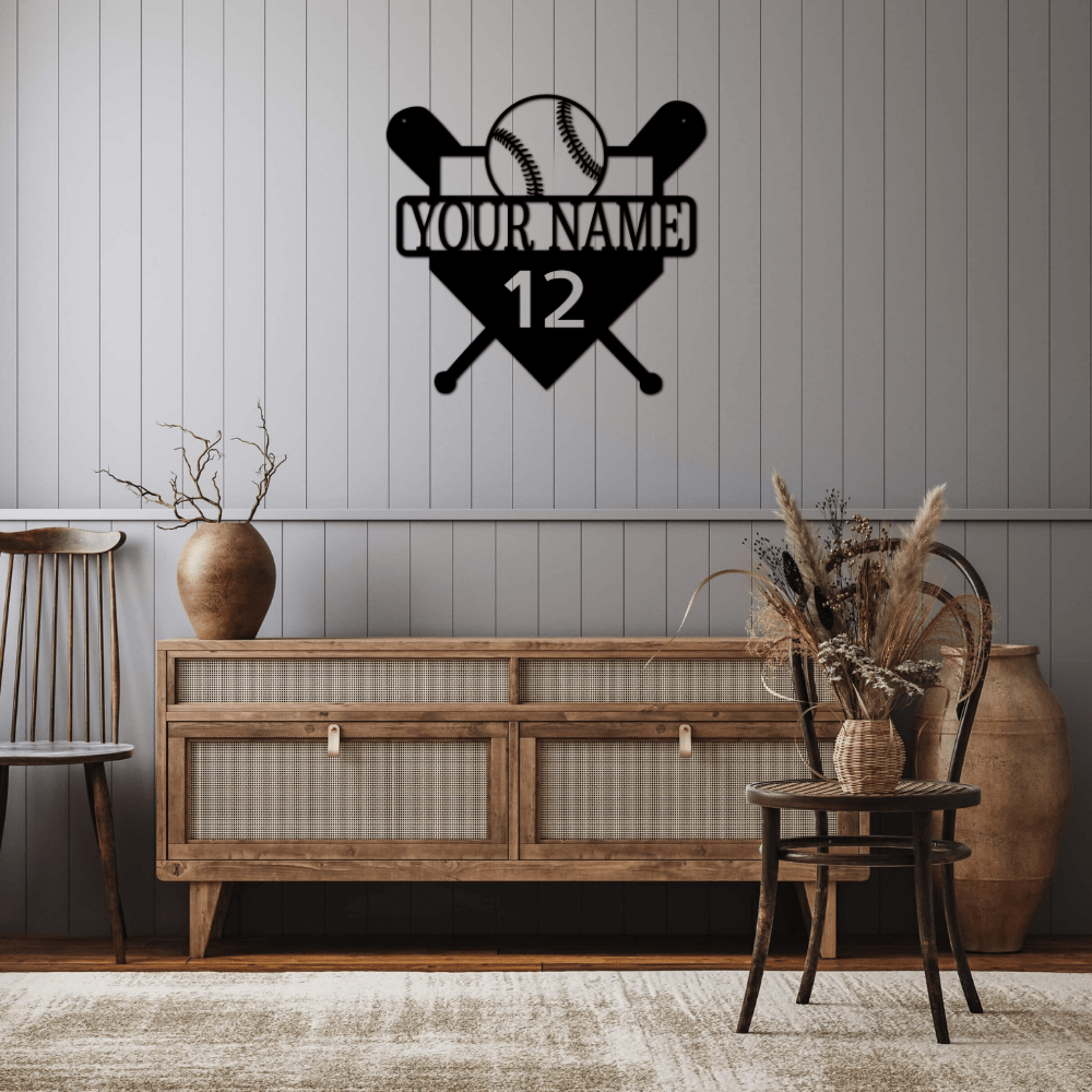 Benutzerdefinierte Baseball-Monogramm - Metallschild