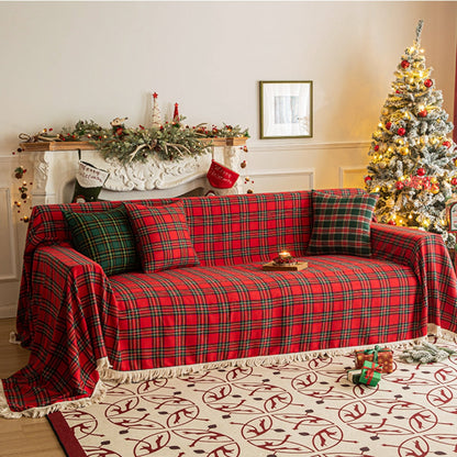 Weihnachtsfeier Traditionelle Schottische Karo-Quadrate Sofa/Couch Bezug