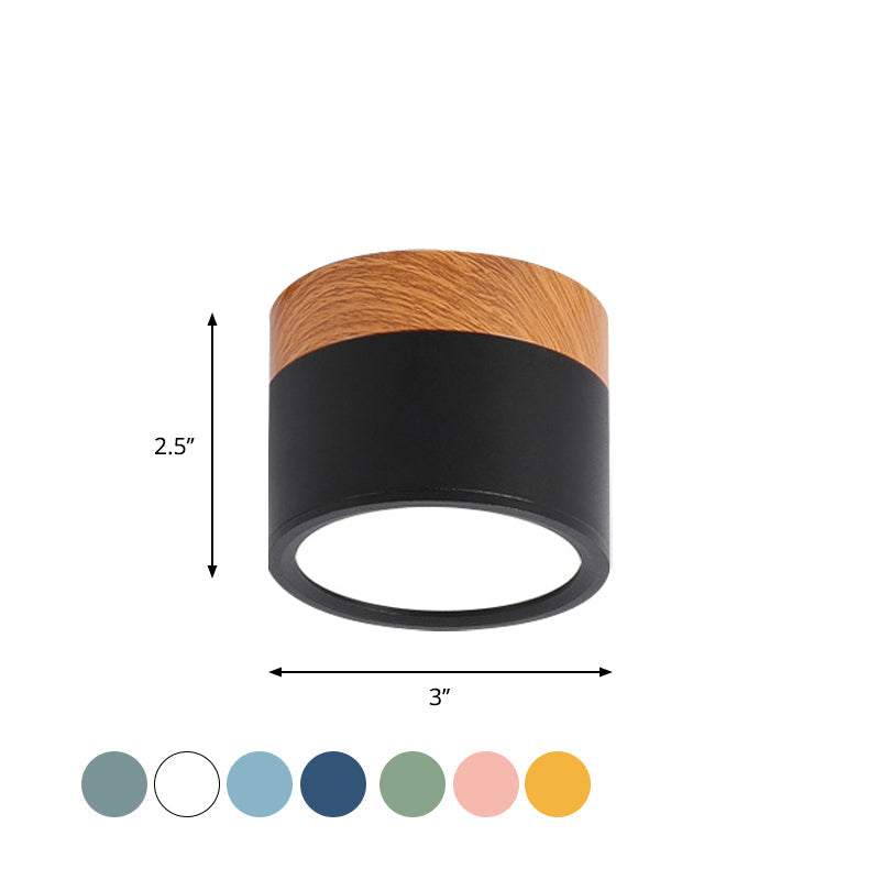 Garduru Deckenlampe Macaron Metall Küche Bar Flush Mount Beleuchtung in Gelb/Blau/Schwarz und Holz