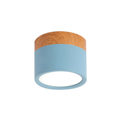 Garduru Deckenlampe Macaron Metall Küche Bar Flush Mount Beleuchtung in Gelb/Blau/Schwarz und Holz