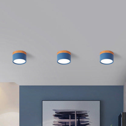 Garduru Deckenlampe Macaron Metall Küche Bar Flush Mount Beleuchtung in Gelb/Blau/Schwarz und Holz