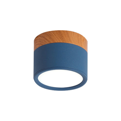 Garduru Deckenlampe Macaron Metall Küche Bar Flush Mount Beleuchtung in Gelb/Blau/Schwarz und Holz