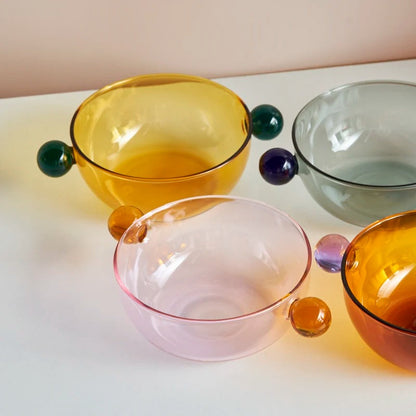 Borosilikat Glas Becher – Farbige Tönung mit Punktdetails – Hitzebeständig & Spülmaschinenfest