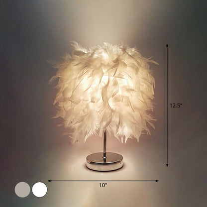 FeatherGlow - Große runde Tischlampe mit Federn