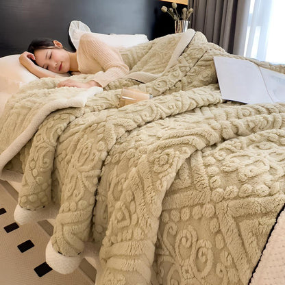 Samt Mandala Sherpa Decke