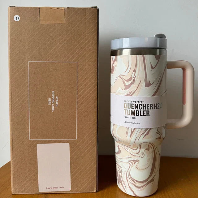 40 Oz Isolierter Edelstahl Reisebecher mit Henkel, Auslaufsicherem Deckel & Strohhalm