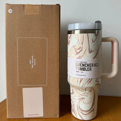 40 Oz Isolierter Edelstahl Reisebecher mit Henkel, Auslaufsicherem Deckel & Strohhalm
