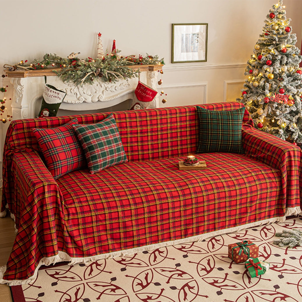 Weihnachtsfeier Traditionelle Schottische Karo-Quadrate Sofa/Couch Bezug