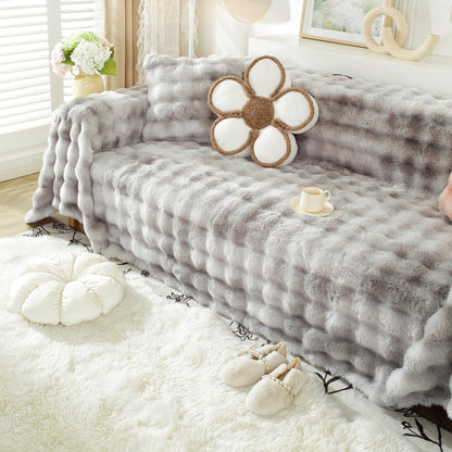 Premium Gradient Faux Rabbit Fur Sofa Werf Couch Cover