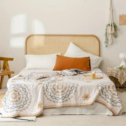 BohoLuxe – Baumwoll-Wurfdecke mit Mandala-Design für ein gemütliches Interieur