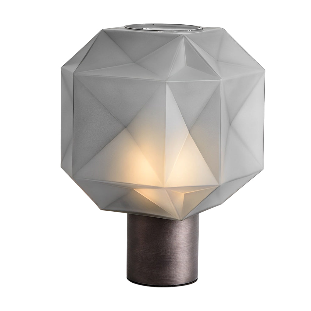 1-flammige Cubo-Tischlampe mit rauchgrauem Glasschirm