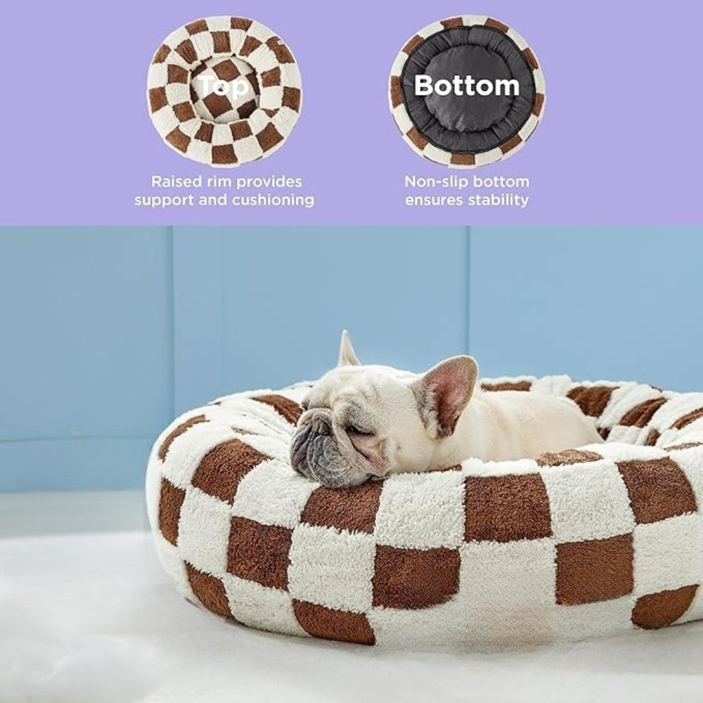 Snuggle Floral Schachbrett Haustierbett