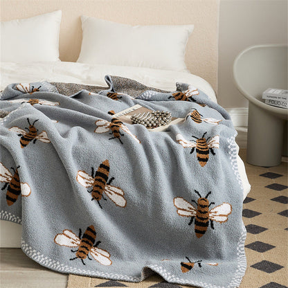 Süßes Bienenmuster Warm Strickwurfdecke