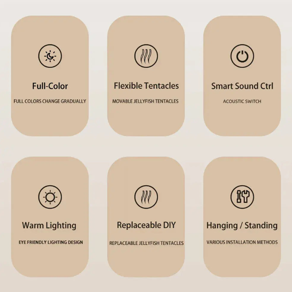 LED-Qualle Lampe – Einstellbare Entspannungsbeleuchtung, modernes Design, wiederaufladbar mit Touch-Steuerung