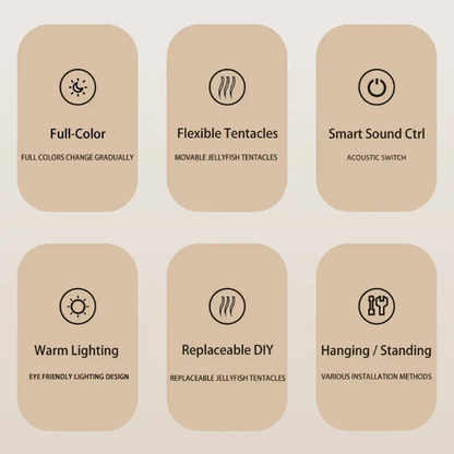 LED-Qualle Lampe – Einstellbare Entspannungsbeleuchtung, modernes Design, wiederaufladbar mit Touch-Steuerung